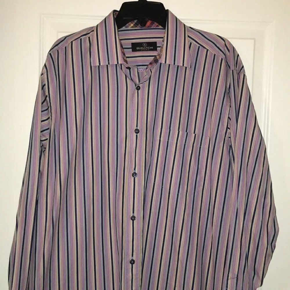 Amazing Rainbow Stripe Bugatchi Uomo Button shirt